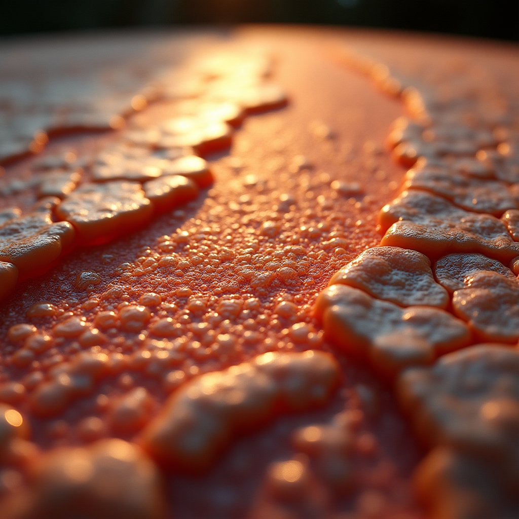 Detailed cross-sectional illustration of skin layers showing stratum corneum, epidermis and dermis with water molecule distribution and barrier function
